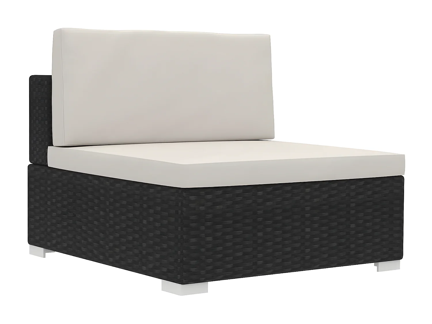 3-delige Loungeset met kussens poly rattan zwart