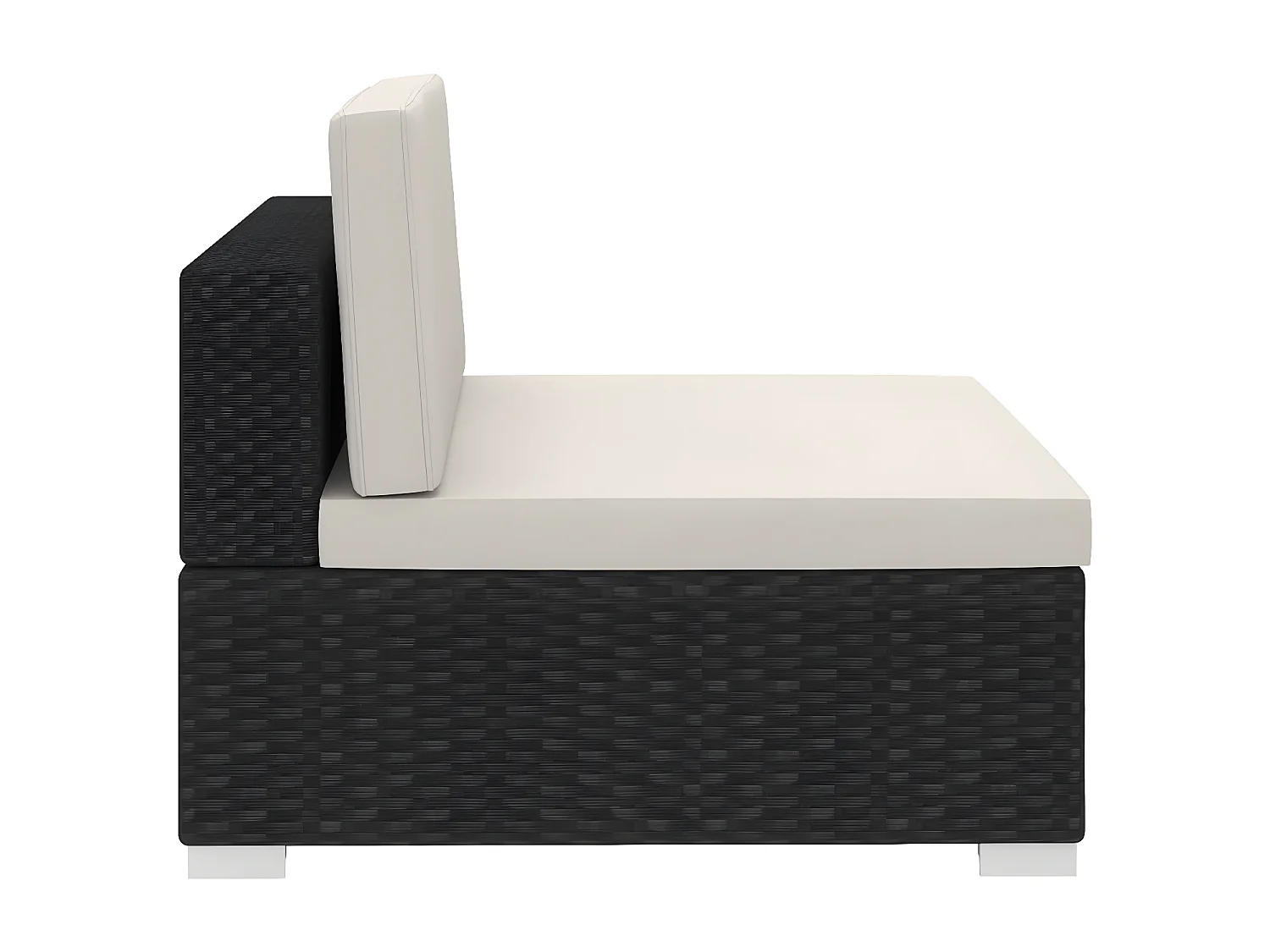 3-delige Loungeset met kussens poly rattan zwart