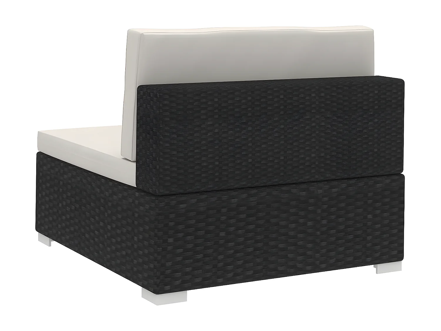 3-delige Loungeset met kussens poly rattan zwart