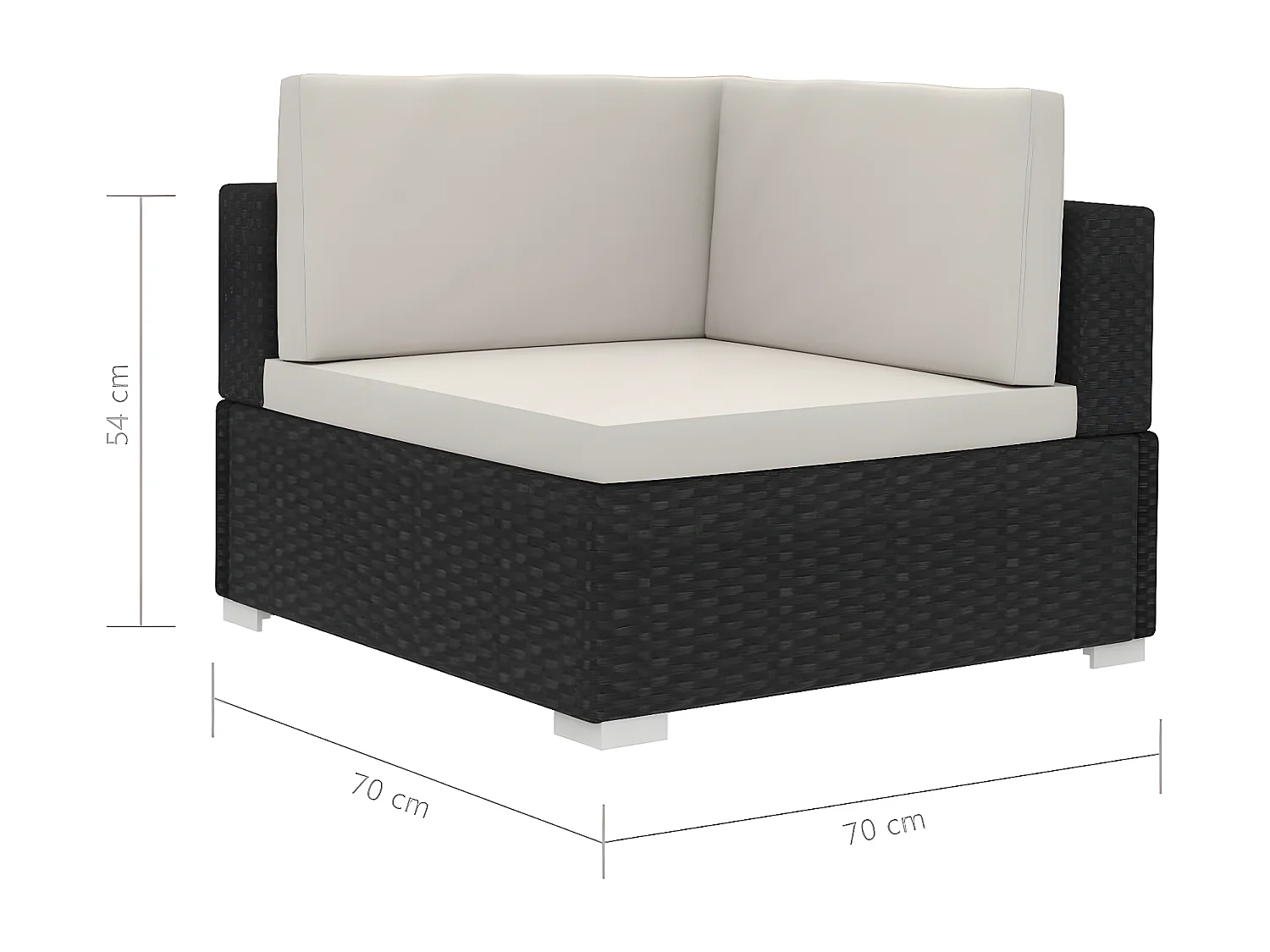 Set de sofás de jardín 3 piezas y cojines ratán sintético negro