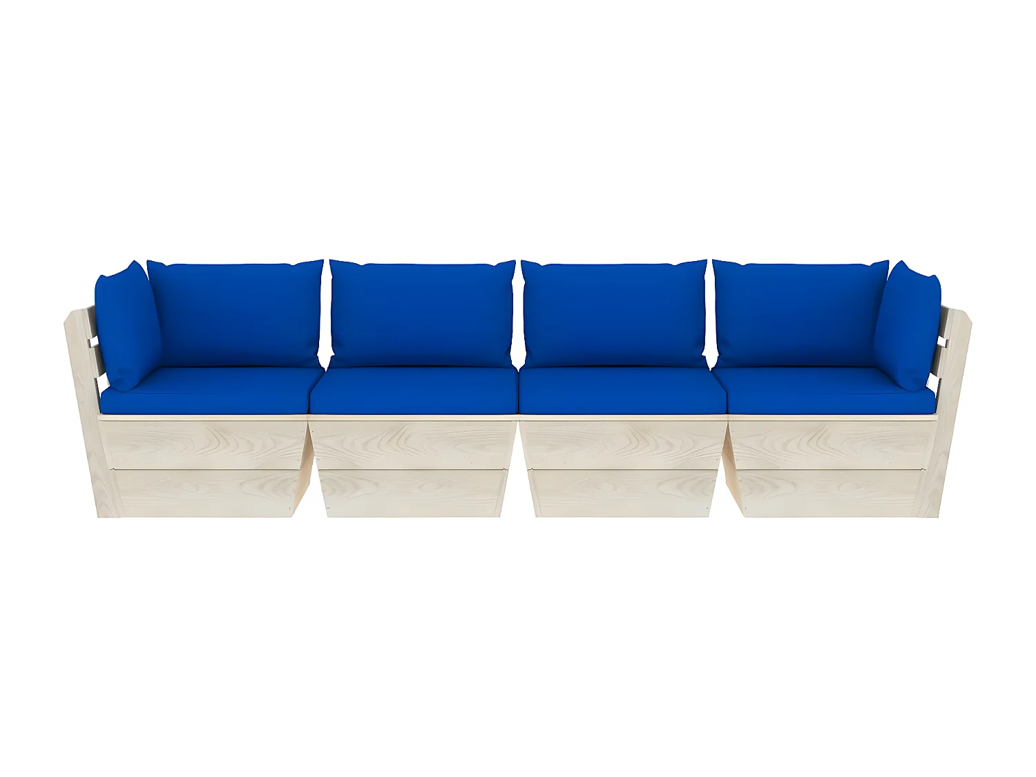 Canapé palette à 4 places de jardin avec coussins Bois d'épicéa