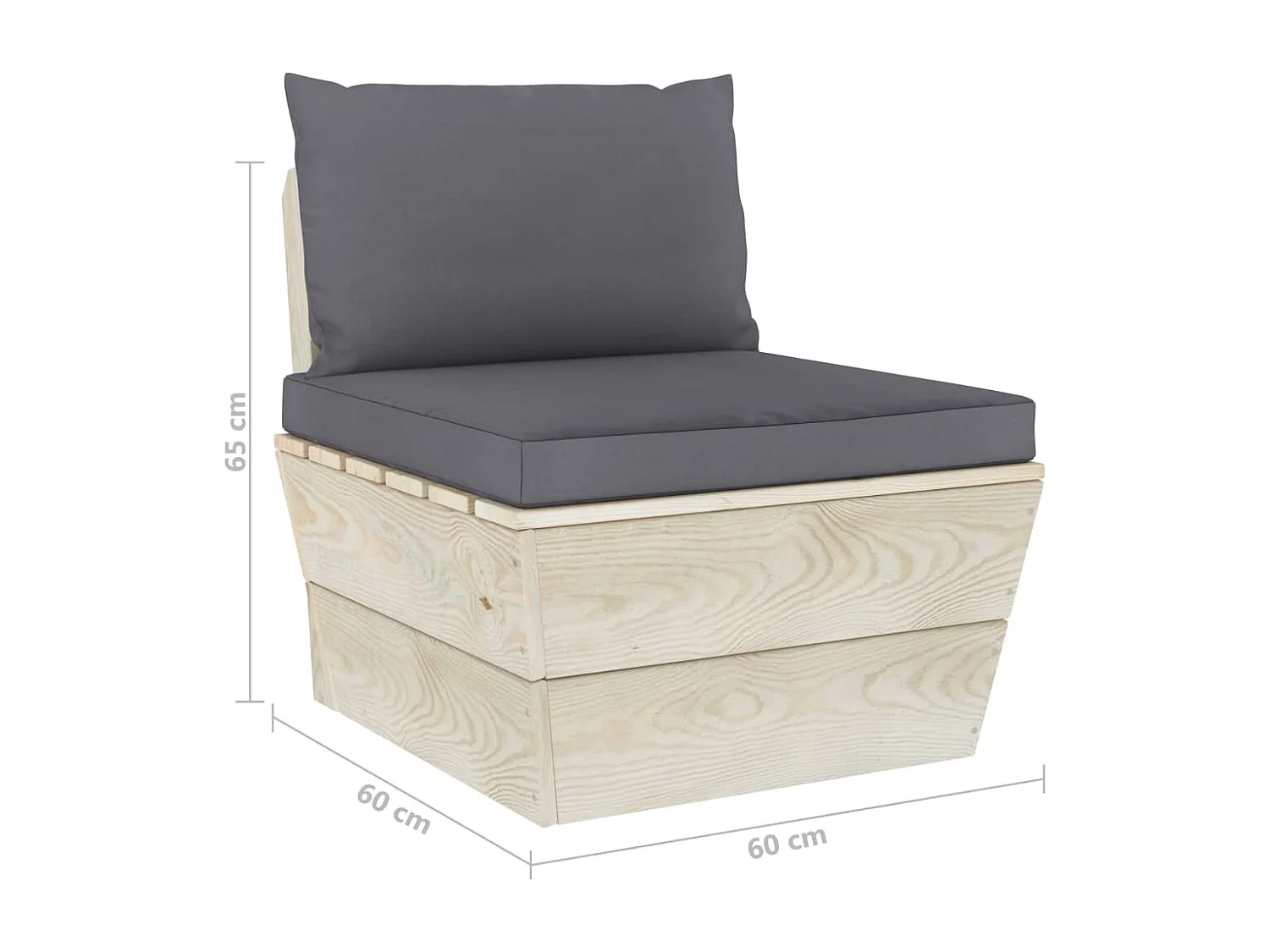 Canapé palette à 4 places de jardin avec coussins Bois d'épicéa