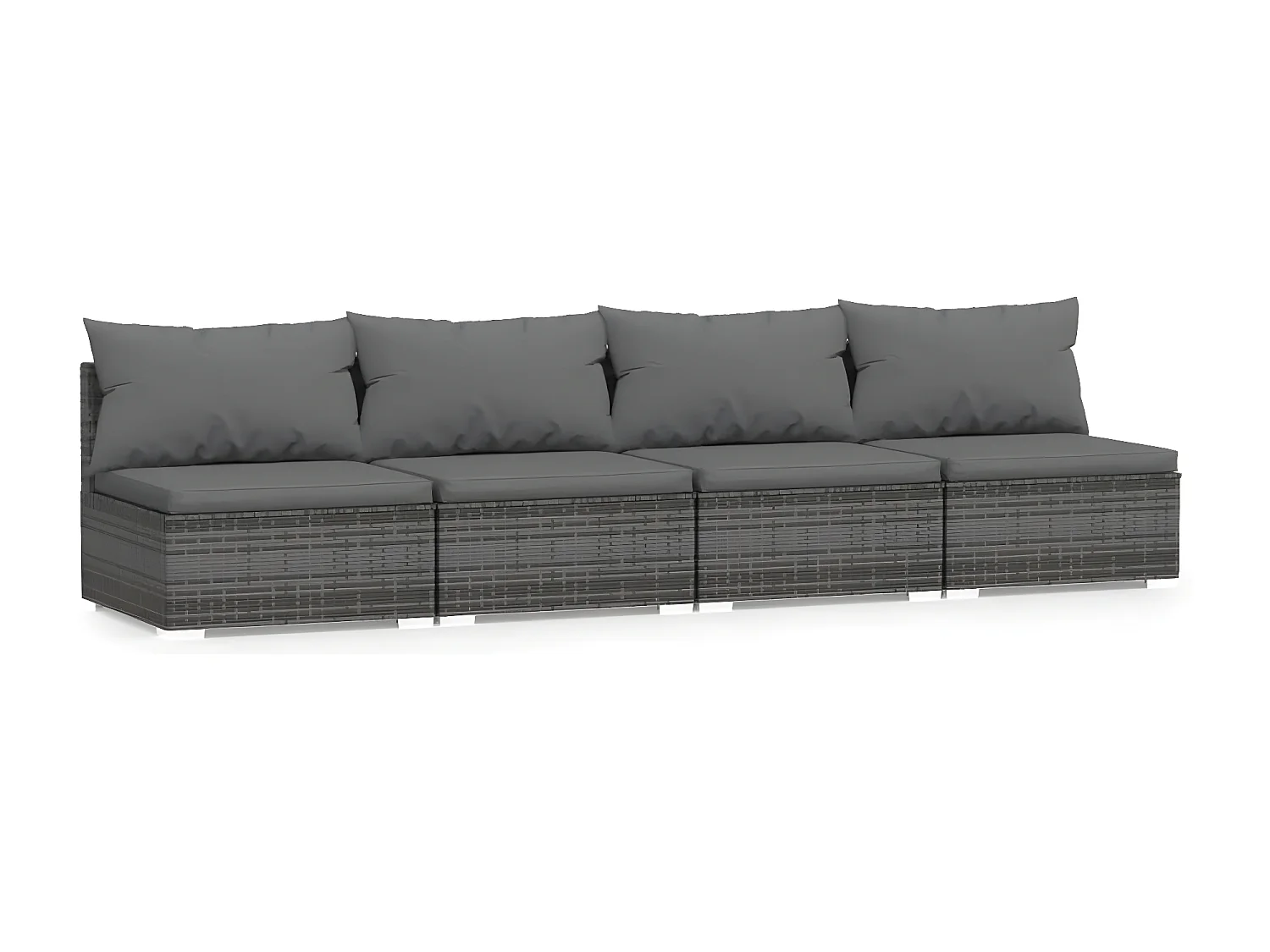 Sofá de 4 lugares com almofadões vime PE cinzento