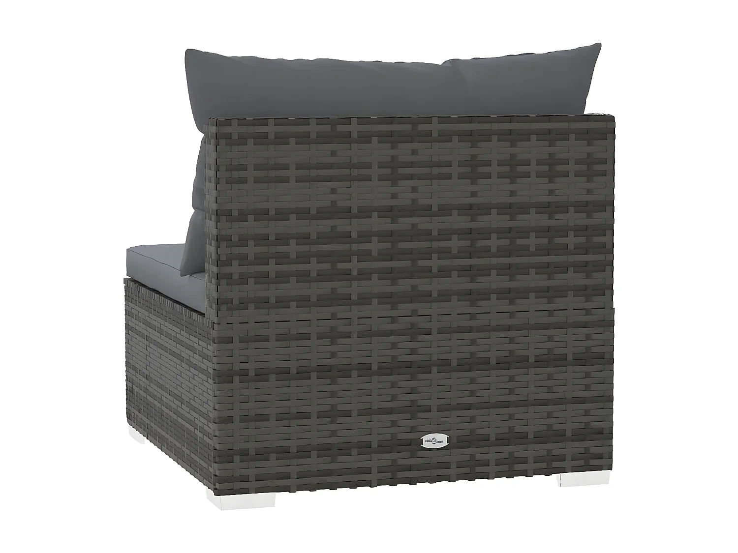 Sofá de 4 lugares com almofadões vime PE cinzento