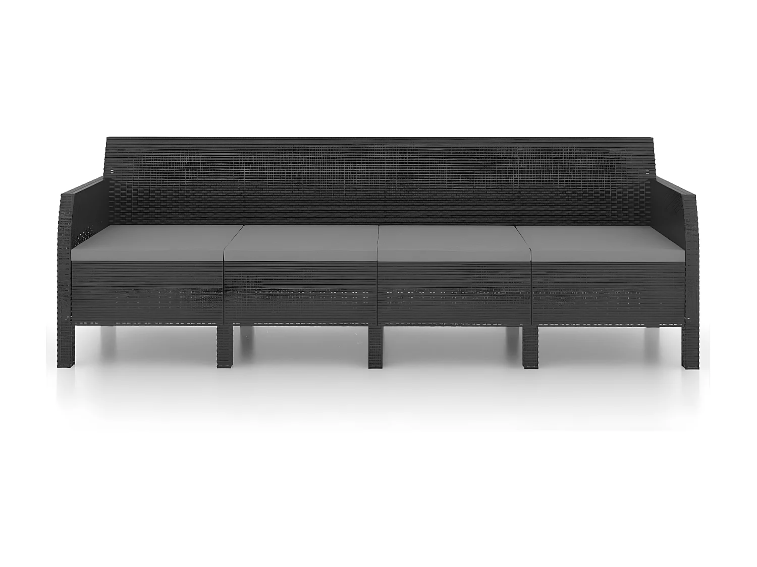 Canapé 4 places de jardin avec coussins Anthracite PP Rotin
