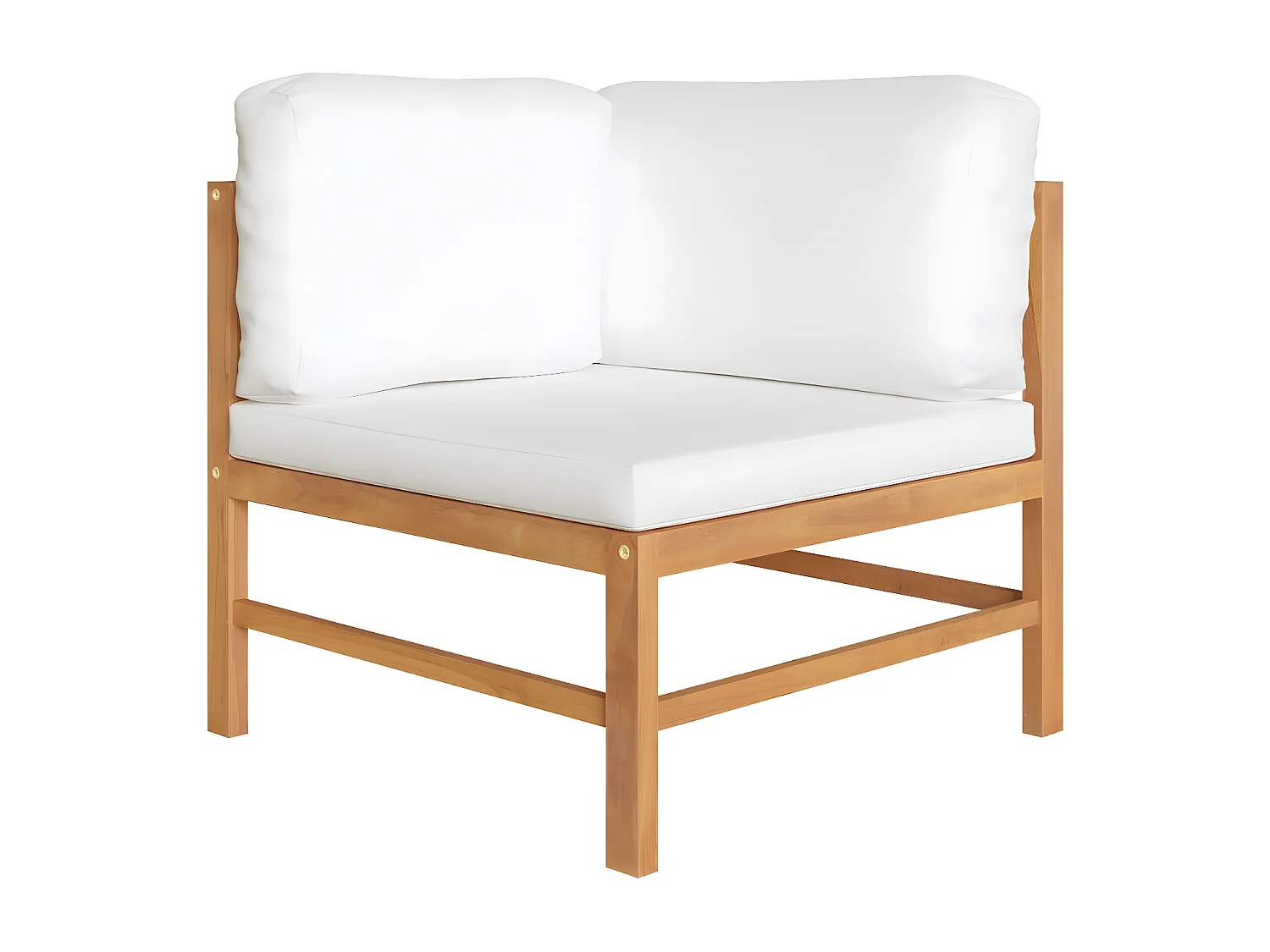 Sofá de jardim 3 lugares c/ almofadões cor creme teca maciça