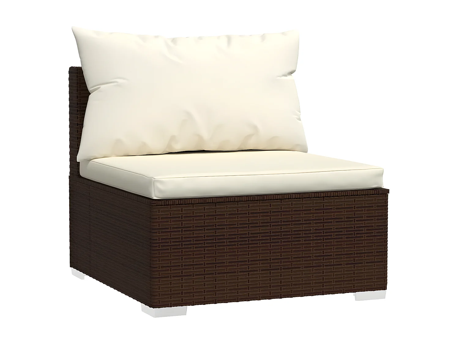 Driezitsbank met kussens poly rattan bruin