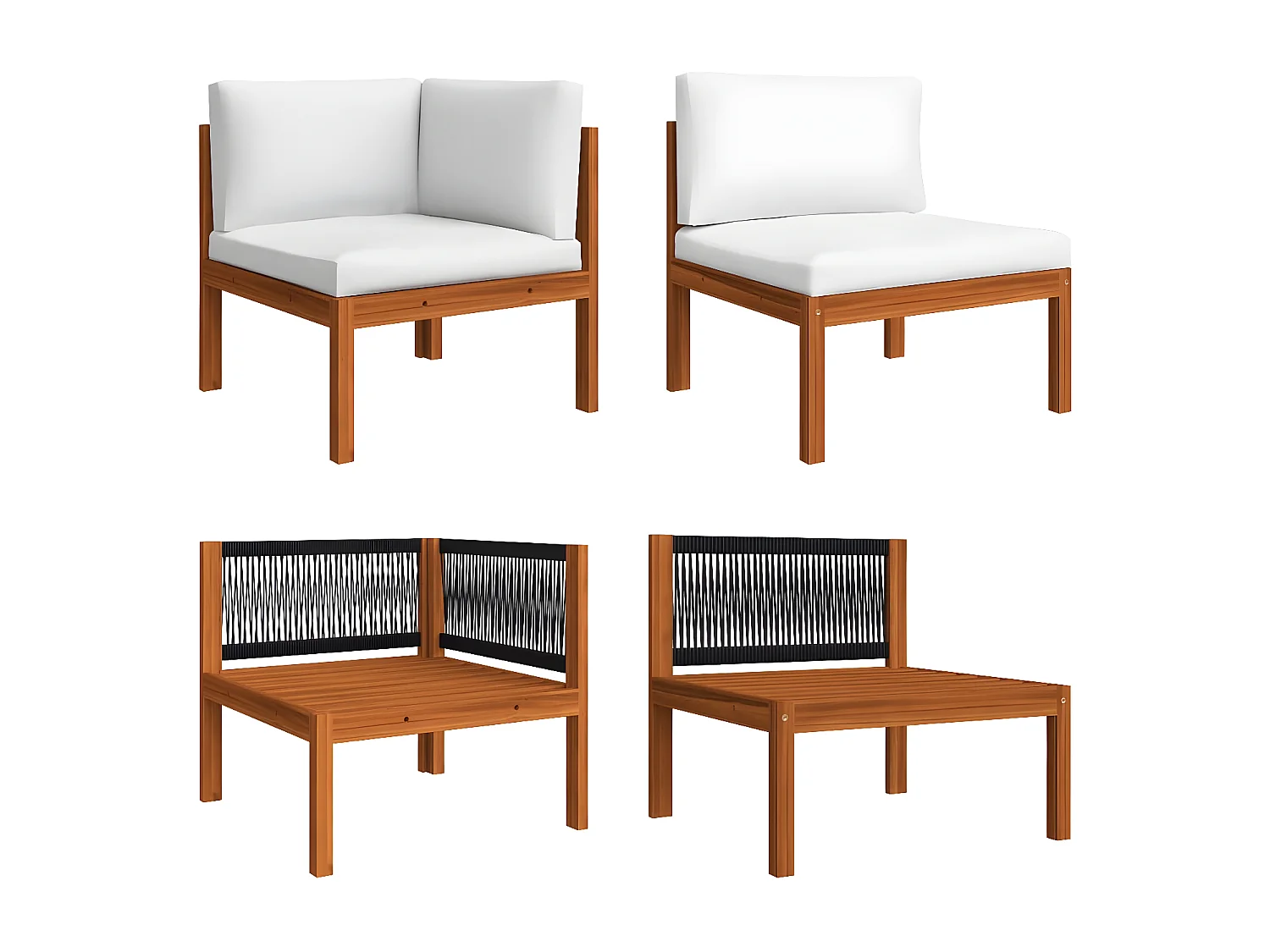 Banco de jardim 4 lugares c/ almofadão madeira de acácia maciça