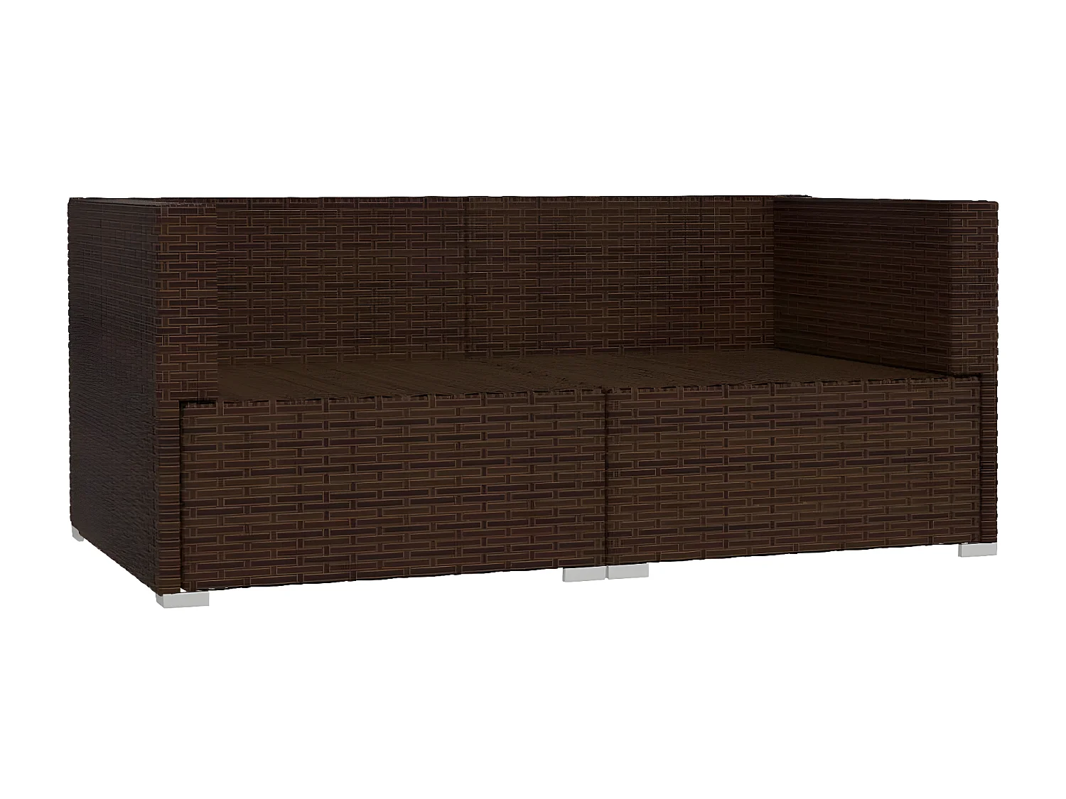 Tweezitsbank met kussens poly rattan bruin