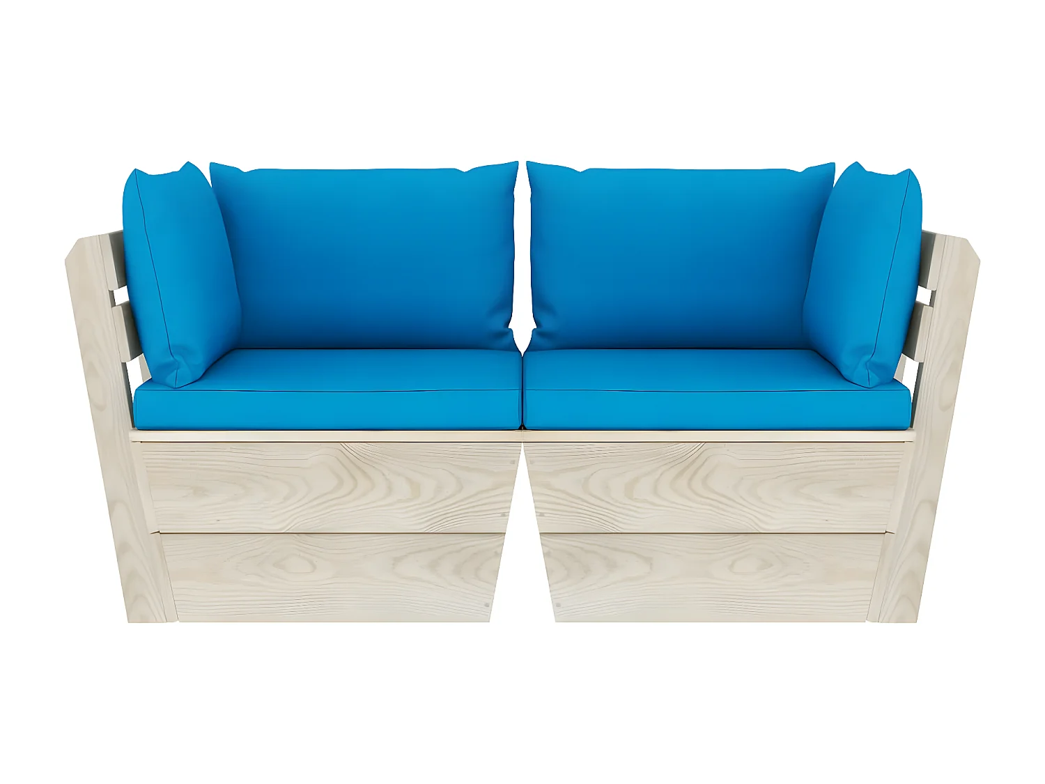 Sofá paletes 2 lugares p/ jardim c/ almofadões madeira de abeto