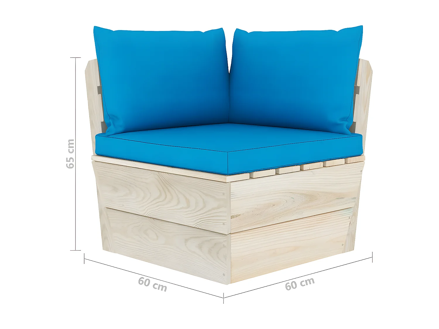 Sofá paletes 2 lugares p/ jardim c/ almofadões madeira de abeto