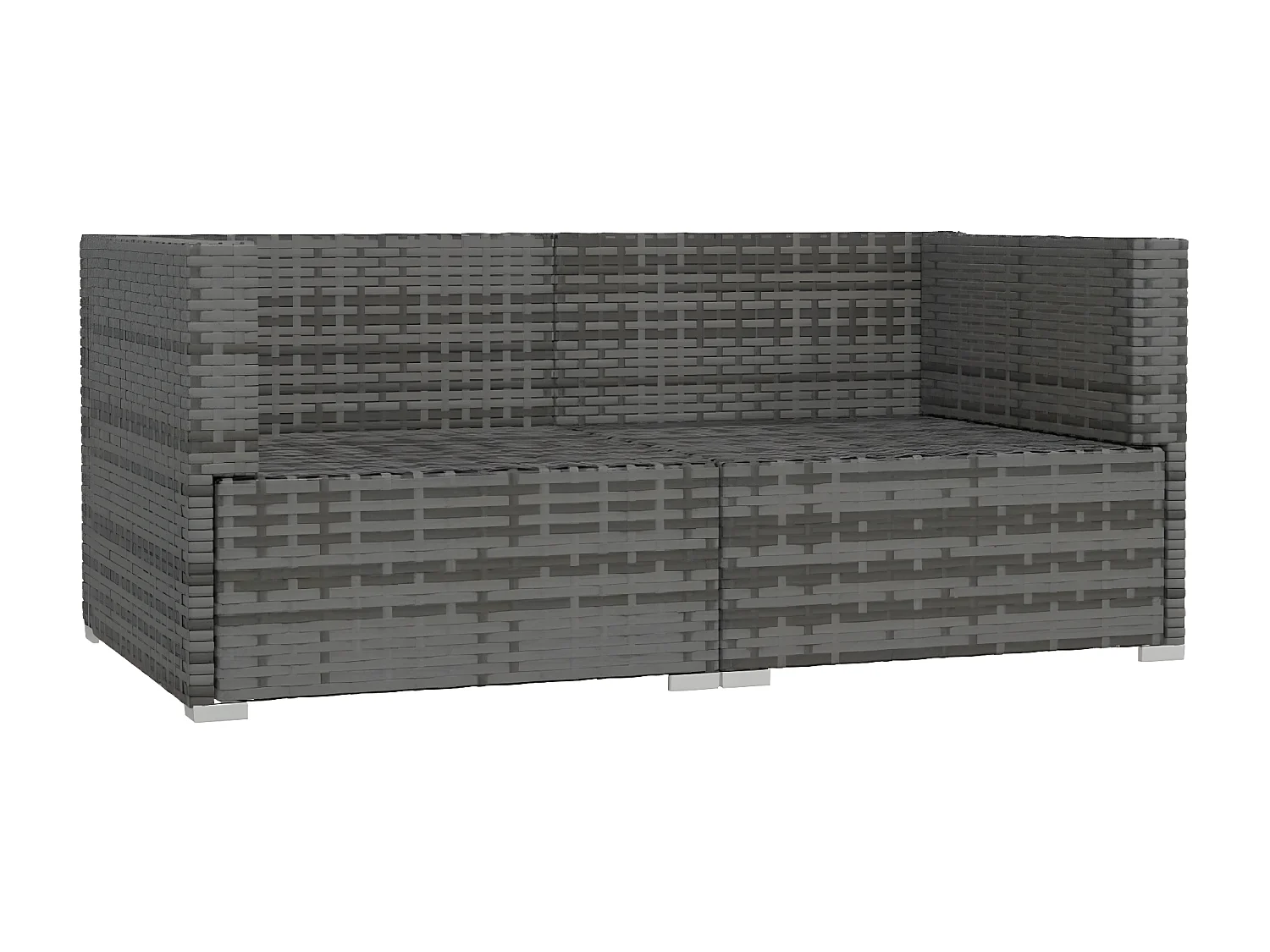 Tweezitsbank met kussens poly rattan grijs