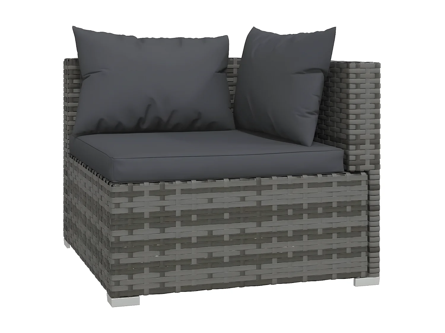 Tweezitsbank met kussens poly rattan grijs