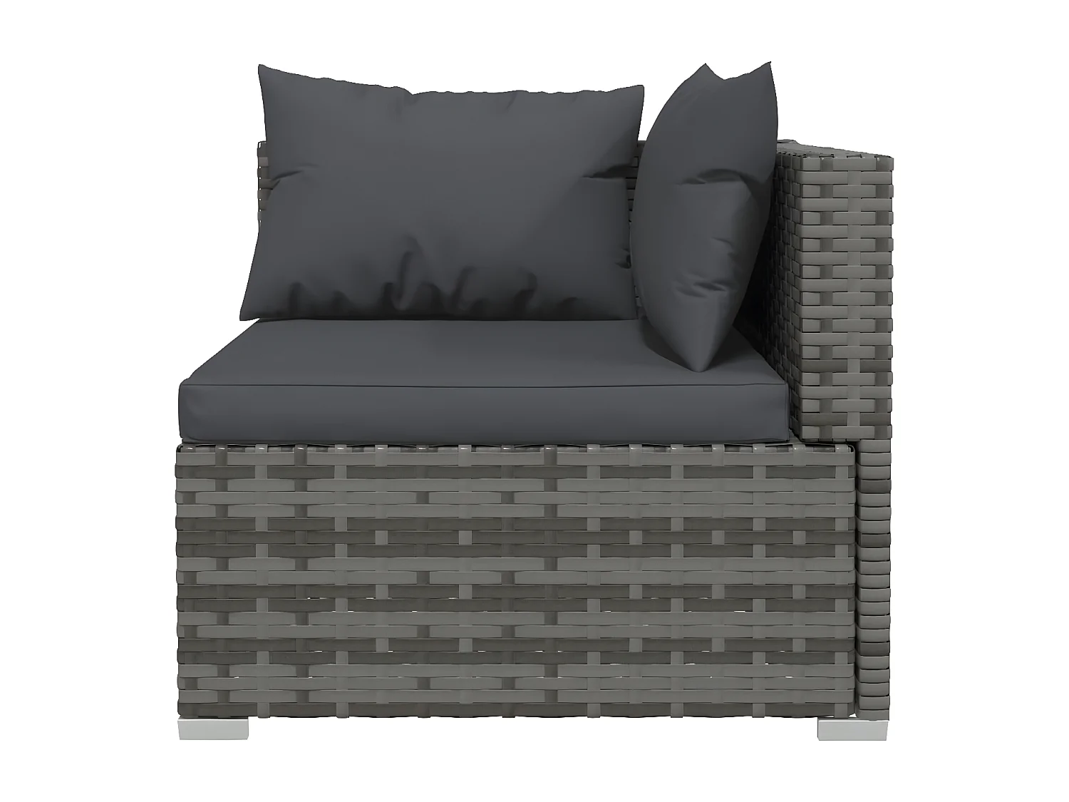 Tweezitsbank met kussens poly rattan grijs