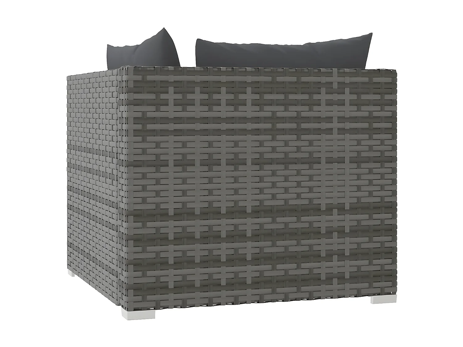 Tweezitsbank met kussens poly rattan grijs