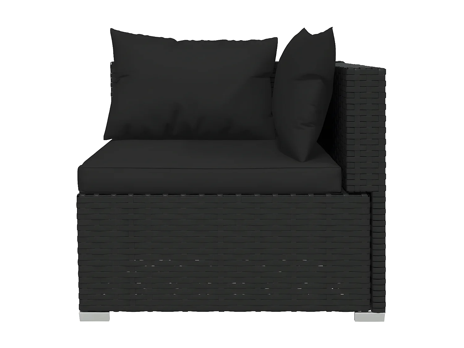 Canapé 2 places avec coussins Noir Résine tressée