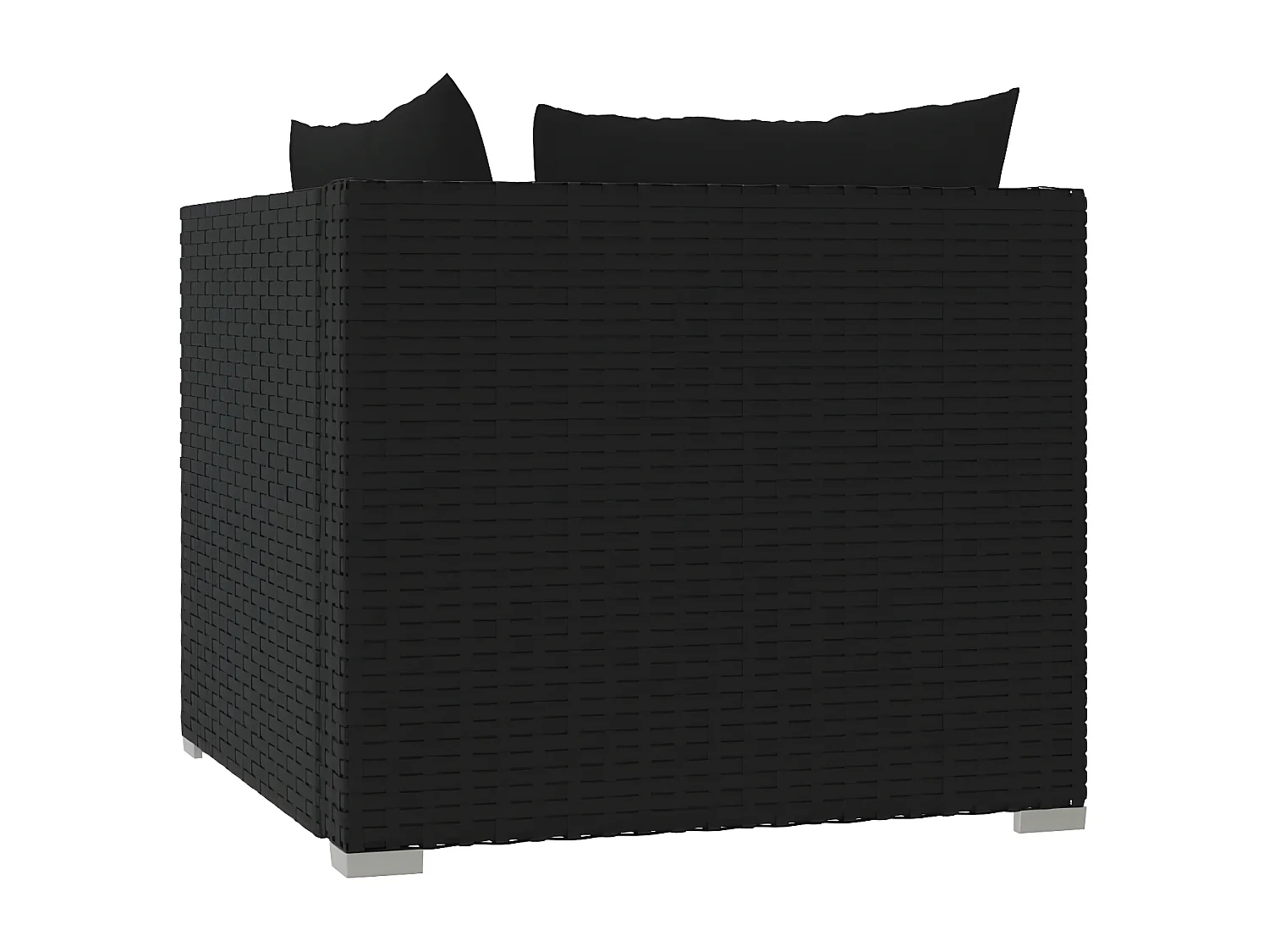 Canapé 2 places avec coussins Noir Résine tressée