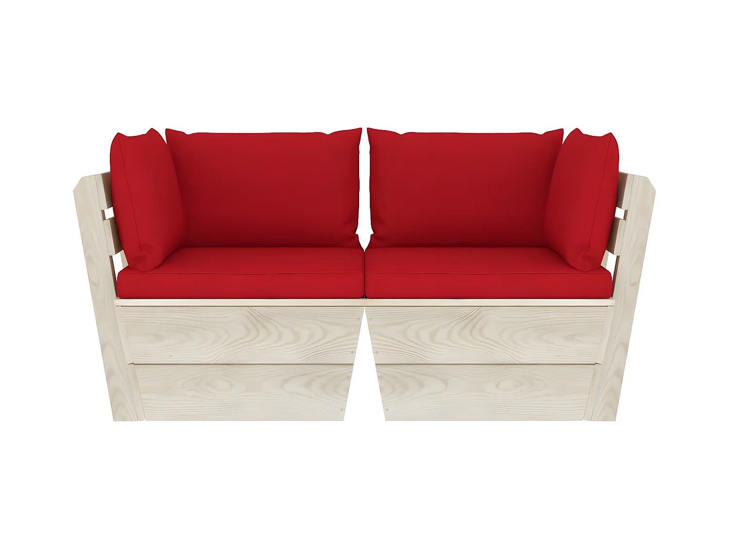 Sofá de palets de jardín 2 plazas con cojines madera de abeto