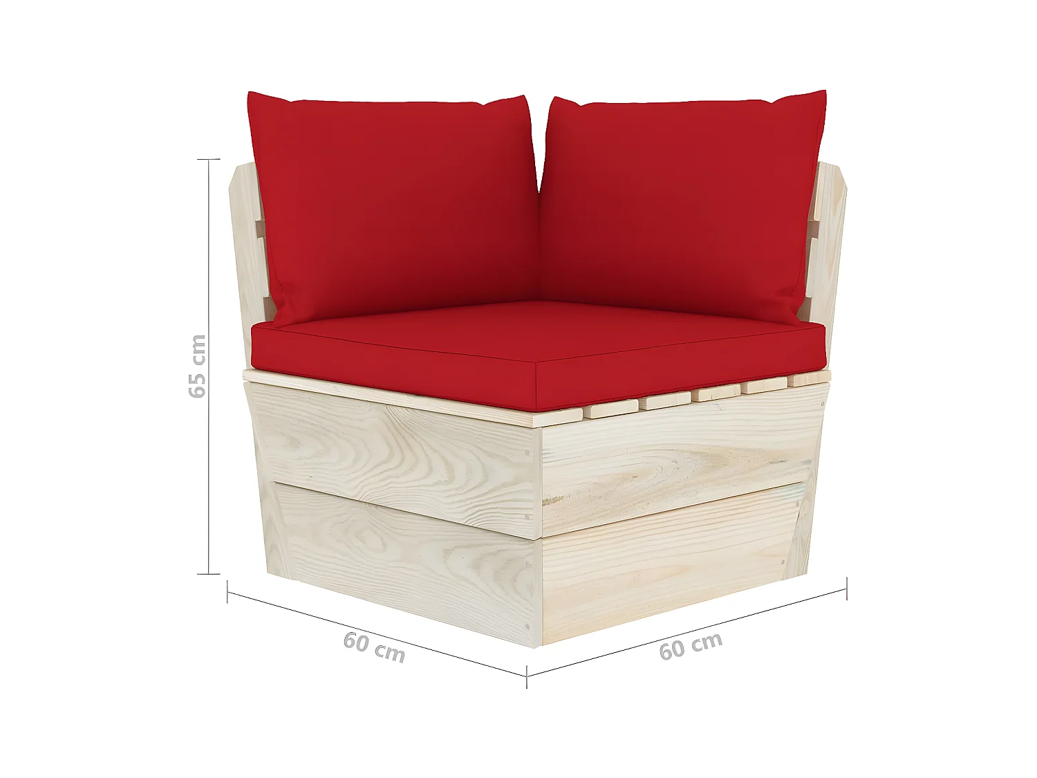 Sofá de palets de jardín 2 plazas con cojines madera de abeto