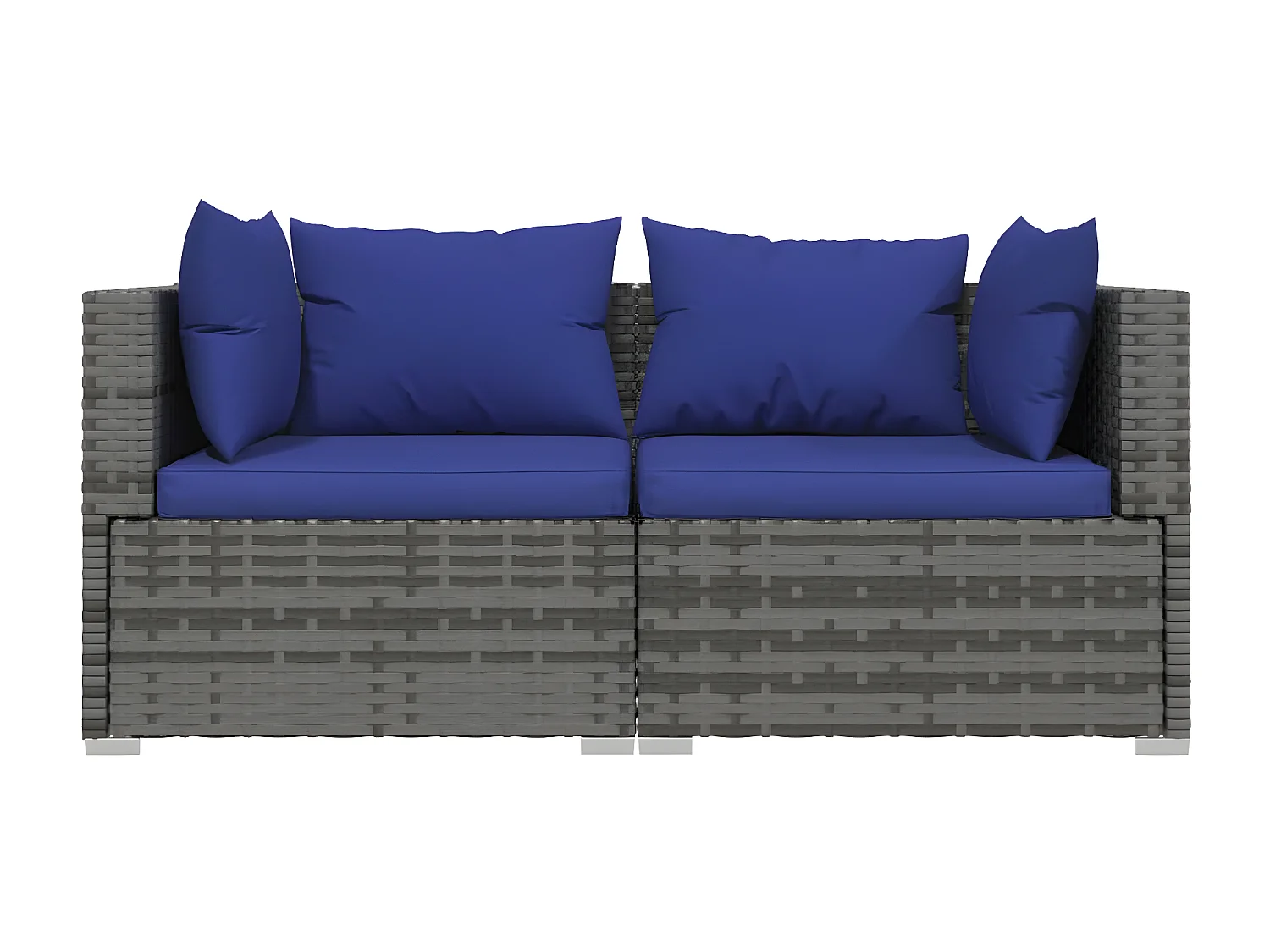 Canapé 2 places avec coussins Gris Résine tressée