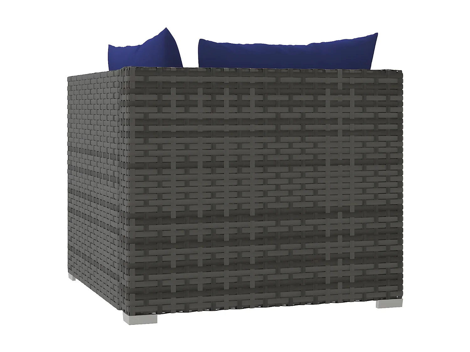 Canapé 2 places avec coussins Gris Résine tressée