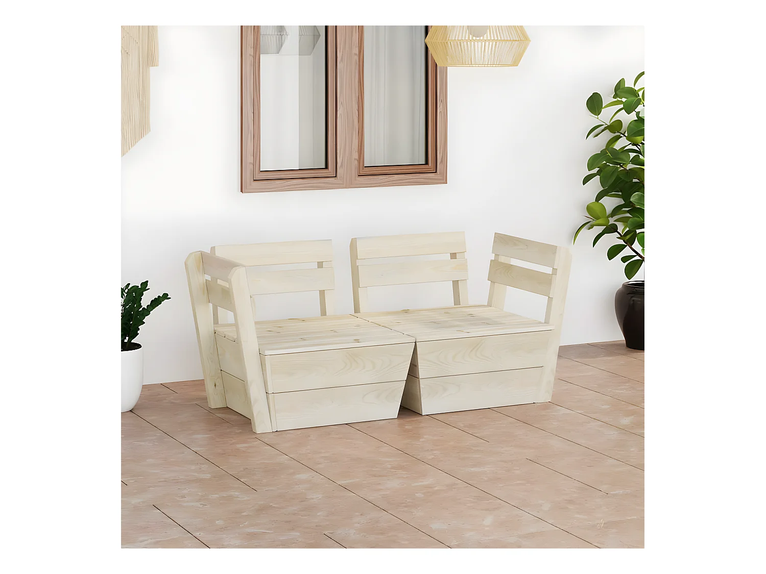 Canapé palette à 2 places de jardin Bois d'épicéa imprégné