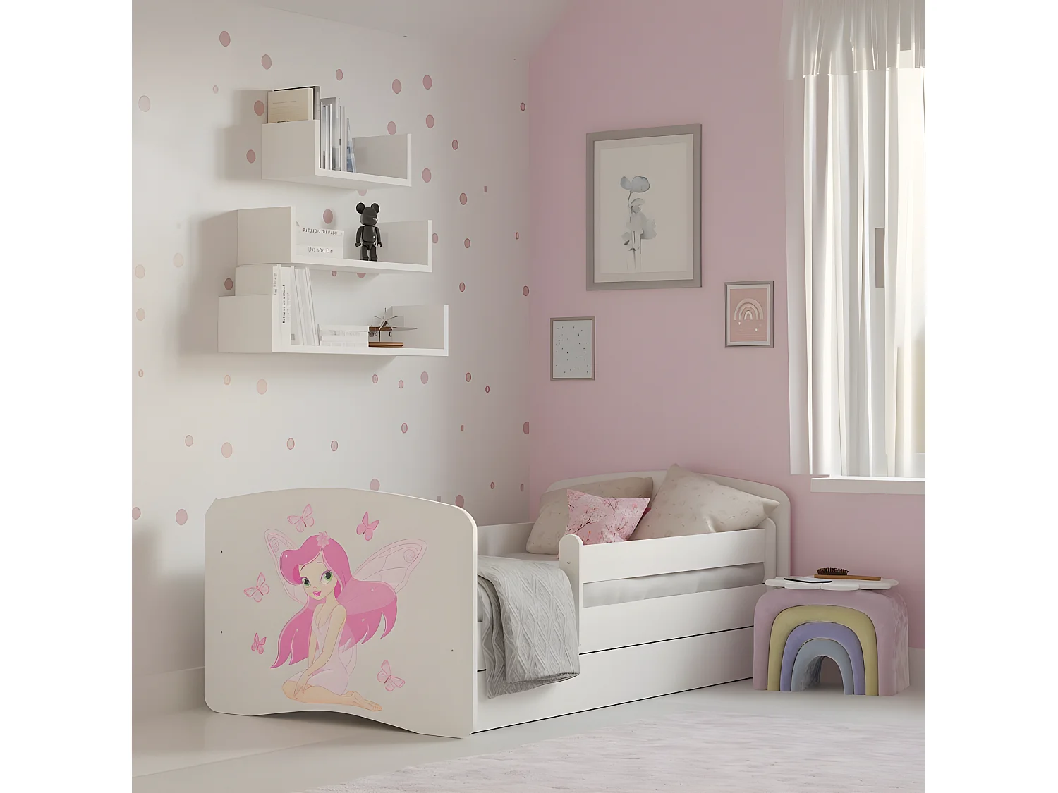 HAPPY - Cama hada 140 x 80 cm somier + colchón + cajones