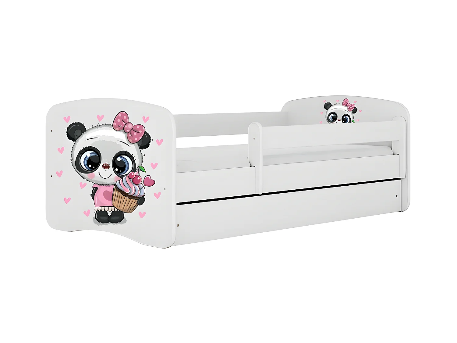 HAPPY - Cama infantil panda 180 x 80 cm somier + colchón + cajones