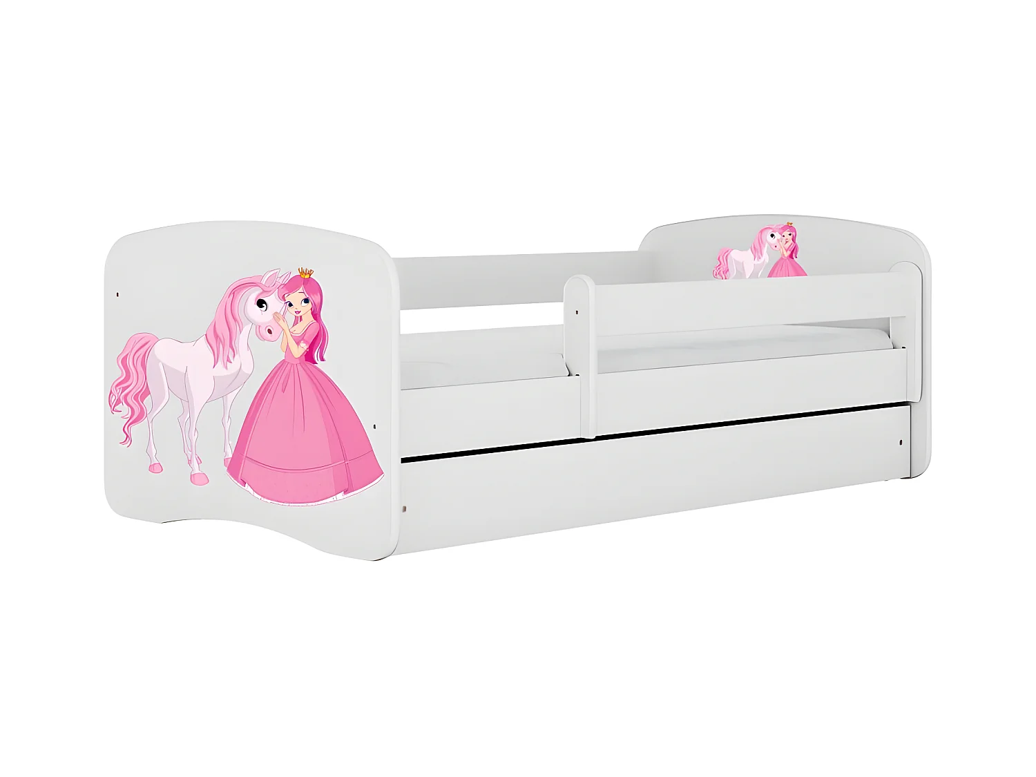 HAPPY - Cama Princess 140 x 80 cm somier + colchón + cajones