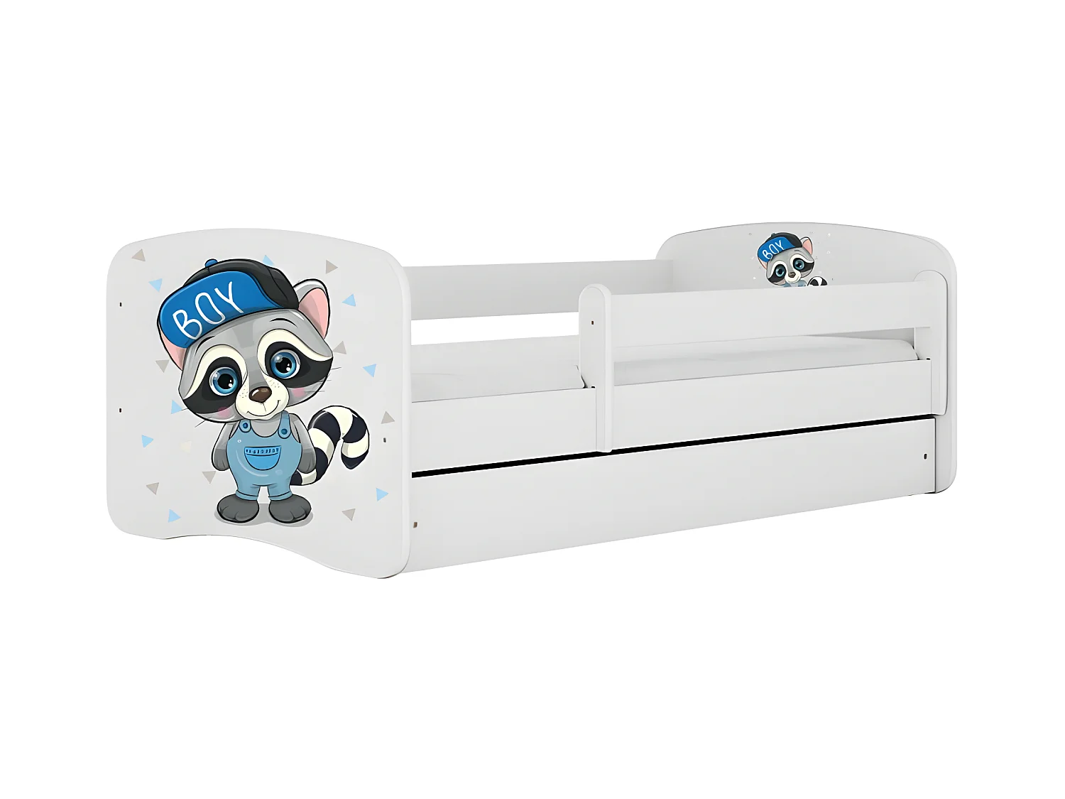 HAPPY - Cama infantil panda 140 x 80 cm somier + colchón + cajones