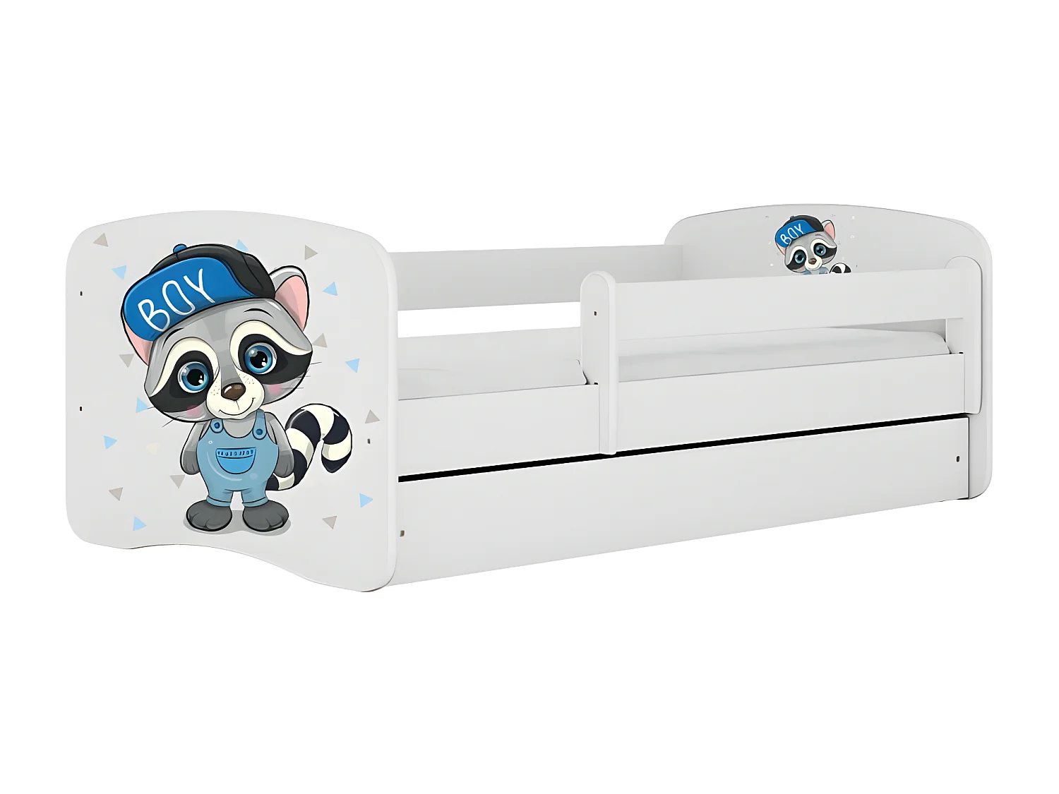 HAPPY - Lit panda enfant 140 x 80 cm sommier + matelas + tiroirs