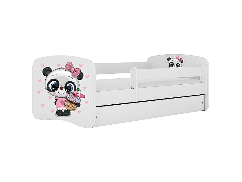 HAPPY - Cama infantil panda 140 x 80 cm somier + colchón + cajones