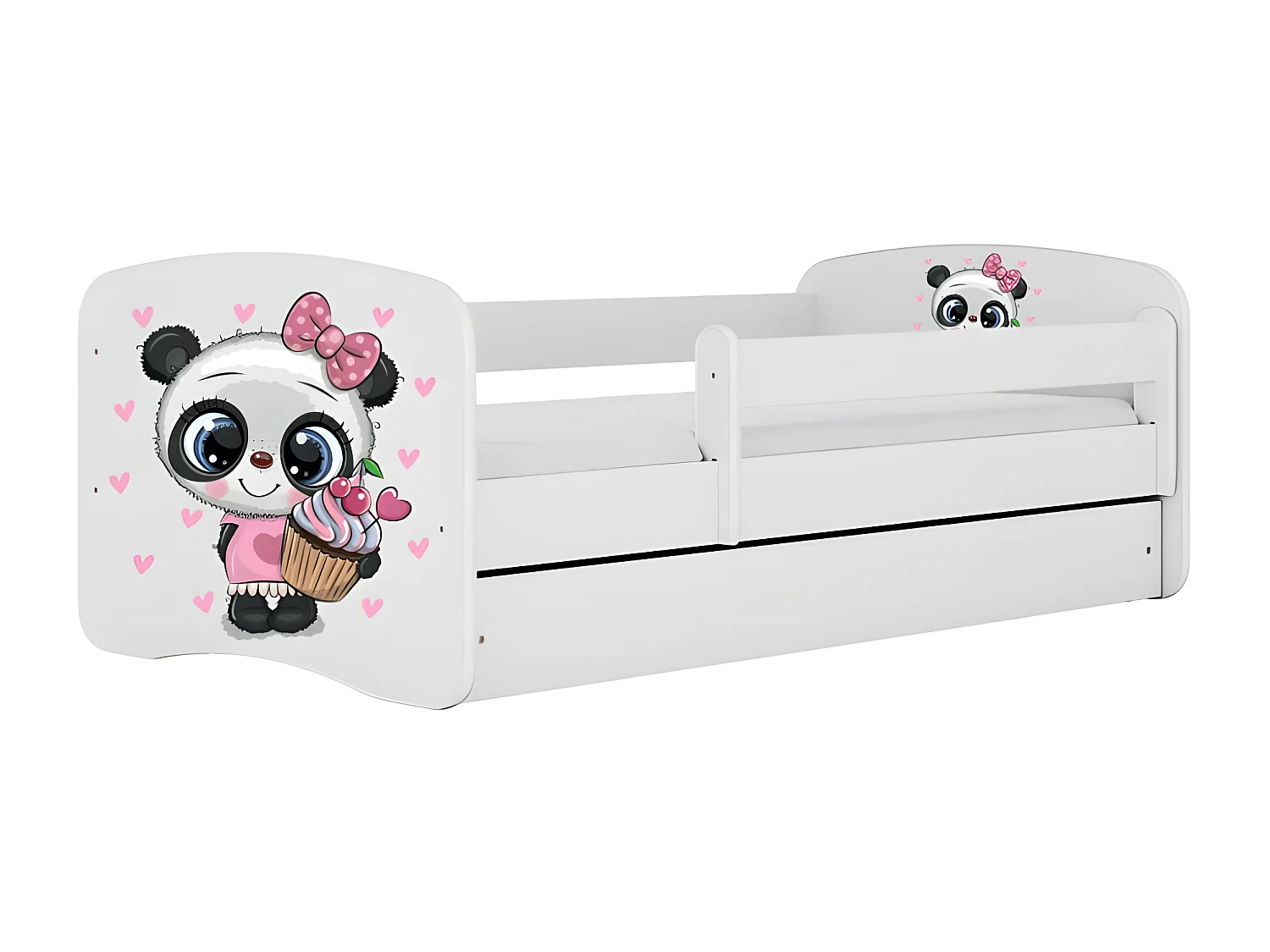 HAPPY - Cama infantil panda 140 x 80 cm somier + colchón + cajones