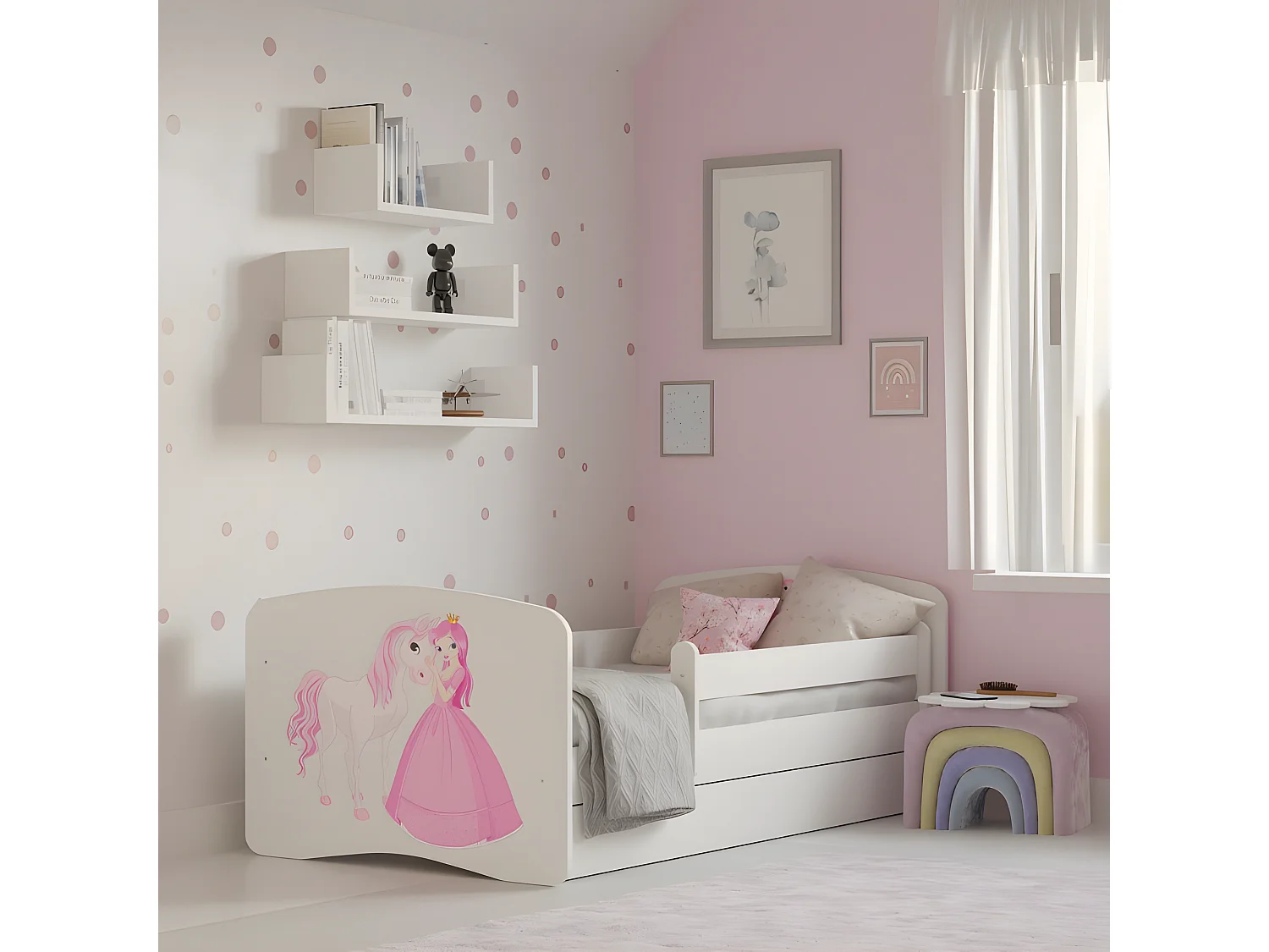 HAPPY - Cama Princess 160 x 80 cm somier + colchón + cajones