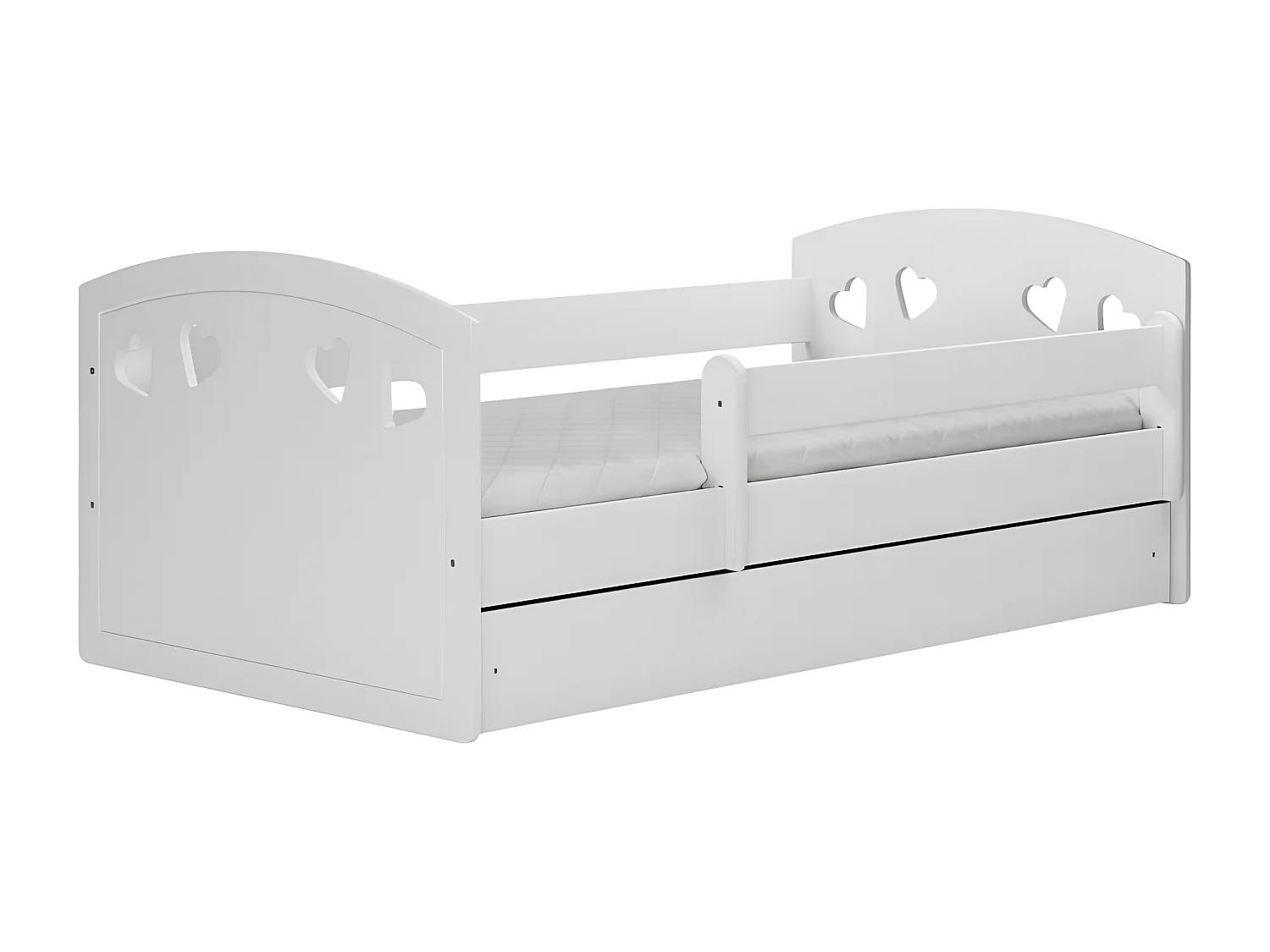 VAN - Cama individual infantil blanca 140 x 80 cm somier + colchón + cajones