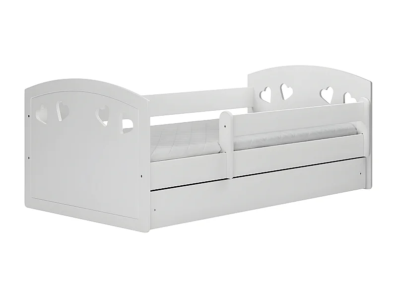 VAN - Cama individual infantil blanca 140 x 80 cm somier + colchón + cajones