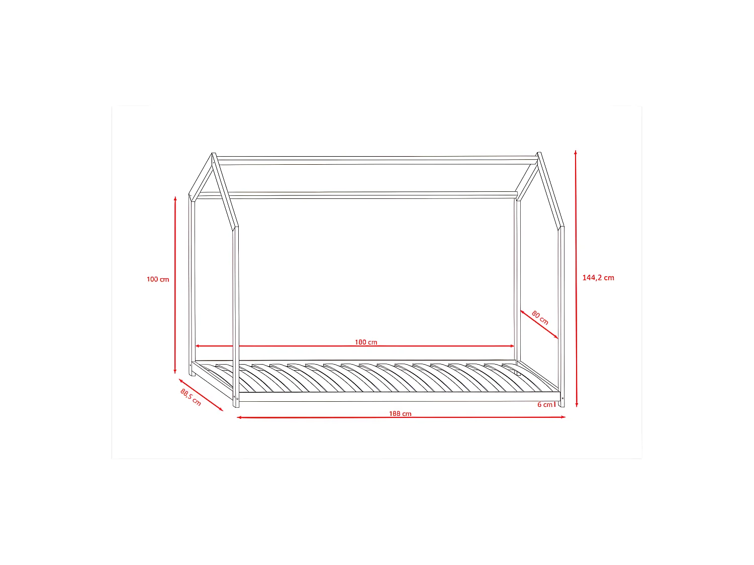 BELLA - Cama cabina infantil 180 x 80 cm con somier de láminas