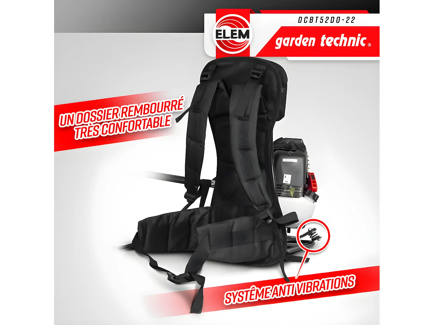 Motorsense Rückentragbar 52CC - Klinge + Fäden - Elem Garden