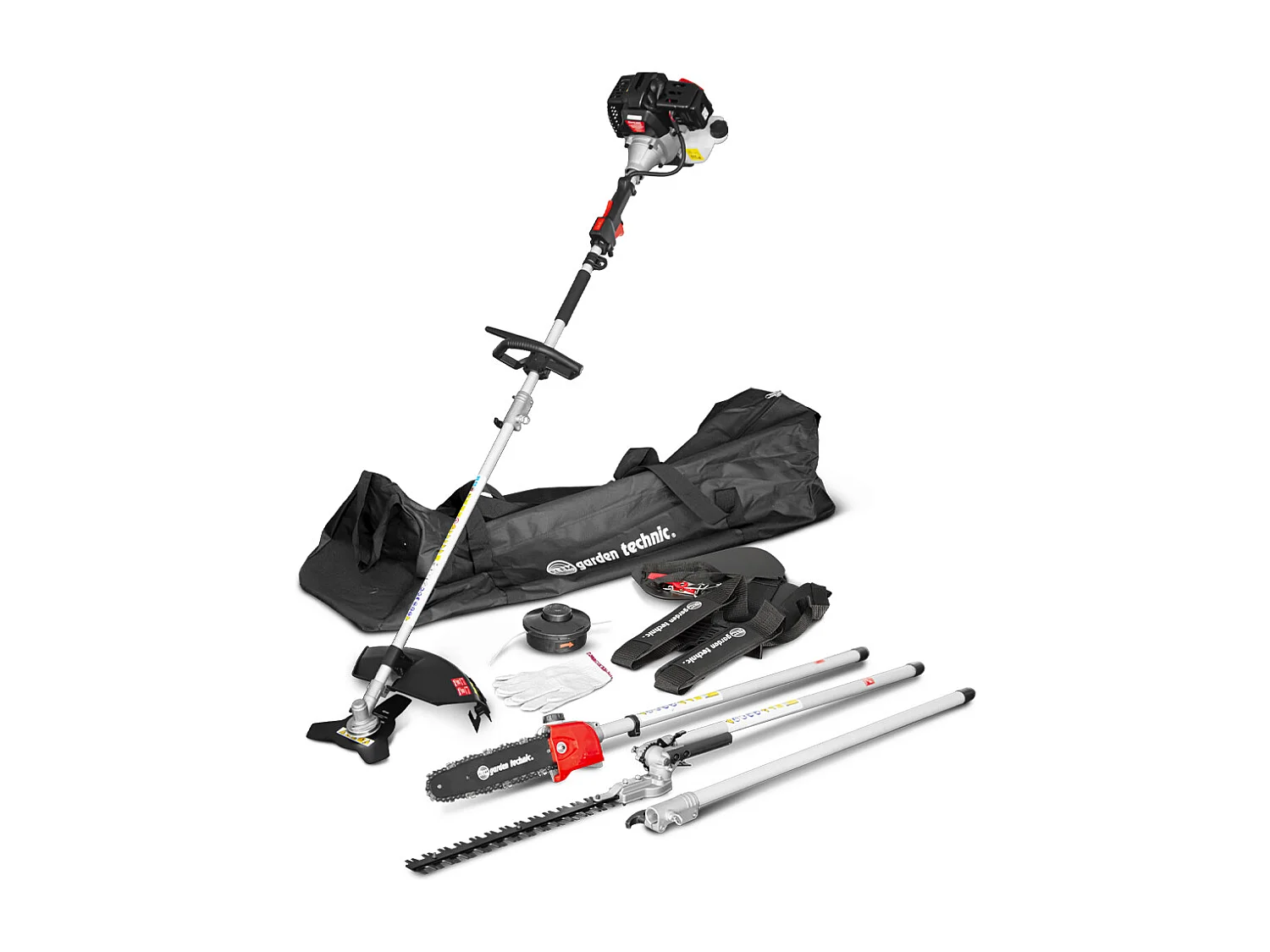 Outil multifonctions 4 en 1(débroussailleuse - taille haies - élagueuse) - 52cc - Sac de transport - Elem Garden