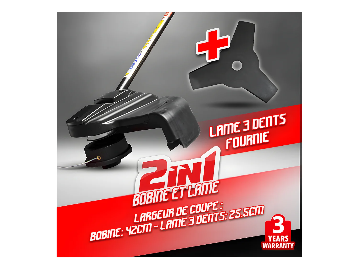 Débroussailleuse électrique 1200W avec bobine et lame 3 dents - Elem Garden