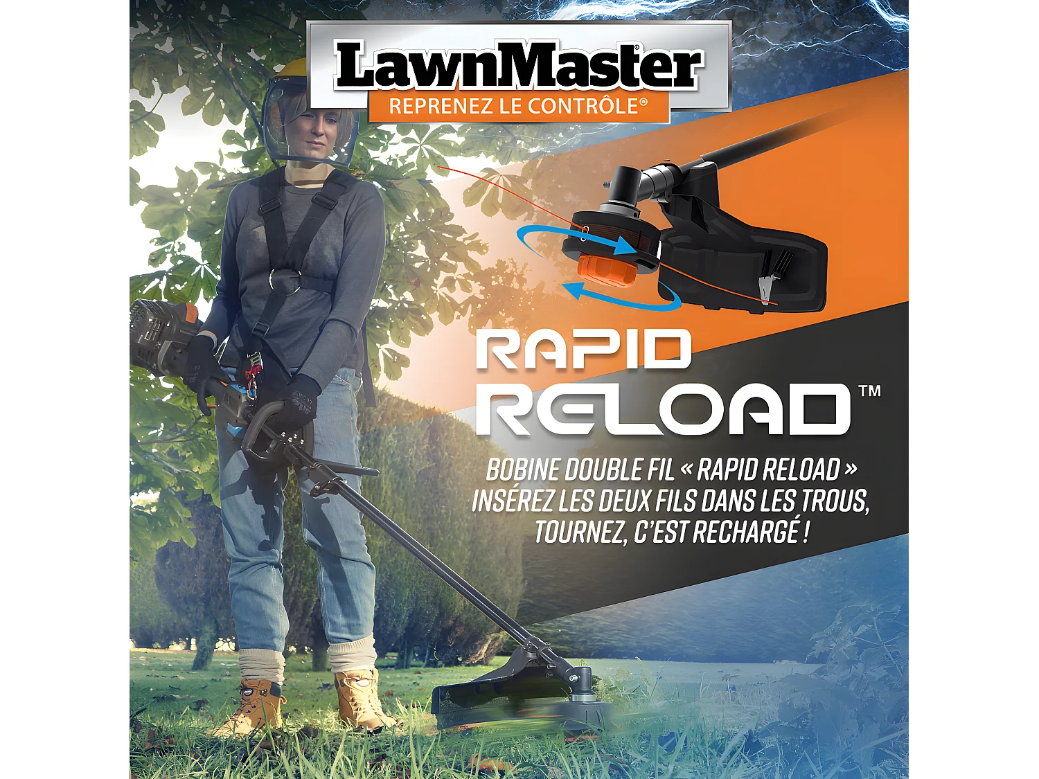 Débroussailleuse thermique 26cc 4 en 1 avec démarrage électrique - Lawnmaster