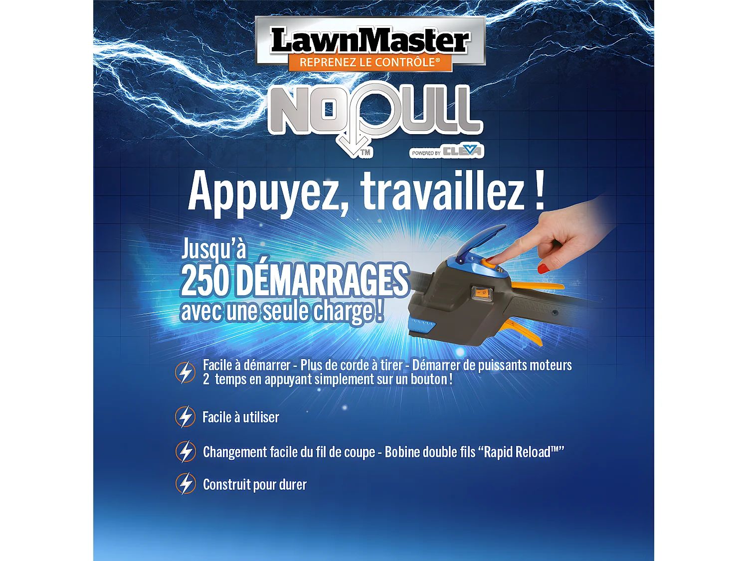 Débroussailleuse thermique 31cc avec démarrage électrique - Lawnmaster