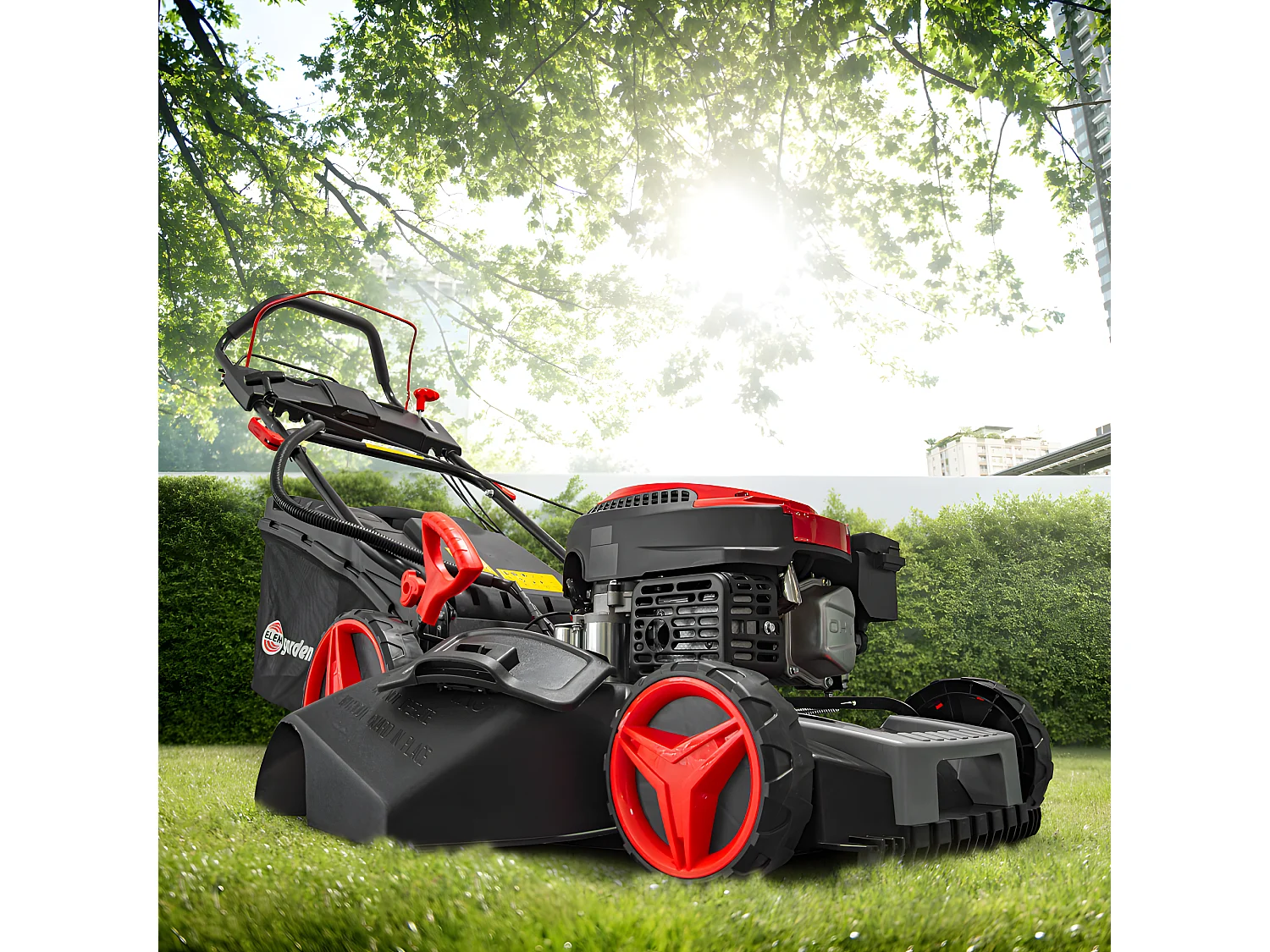 Tondeuse thermique autotractée 144.3cc - 46cm avec démarrage électrique -mulching - éjection latérale - Elem Garden
