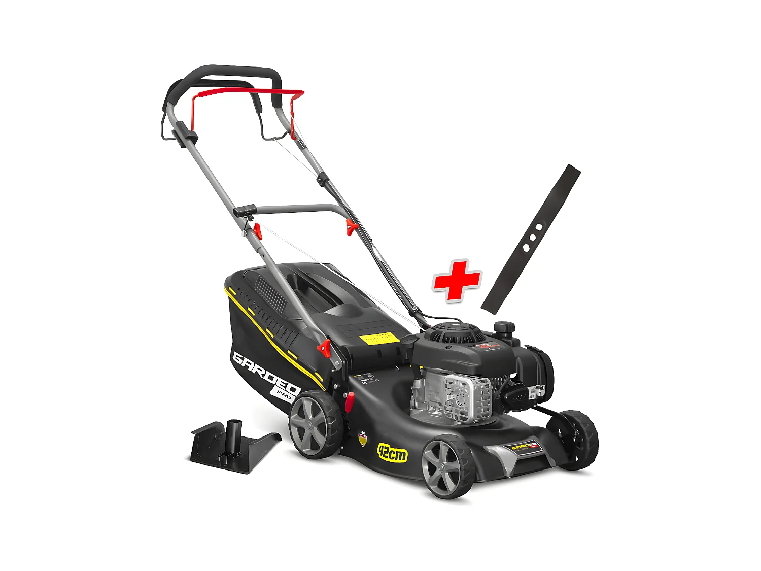 Tondeuse thermique autotractée avec moteur Briggs and Stratton125cc - 42cm livrée avec 2 lames + mulching - Gardeo Pro