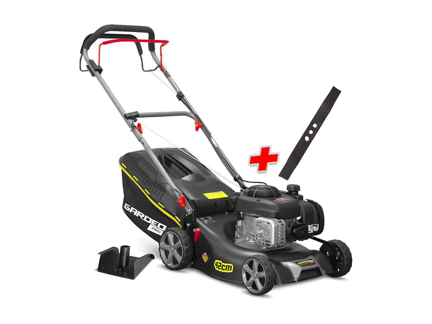 Tondeuse thermique autotractée avec moteur Briggs and Stratton125cc - 42cm livrée avec 2 lames + mulching - Gardeo Pro