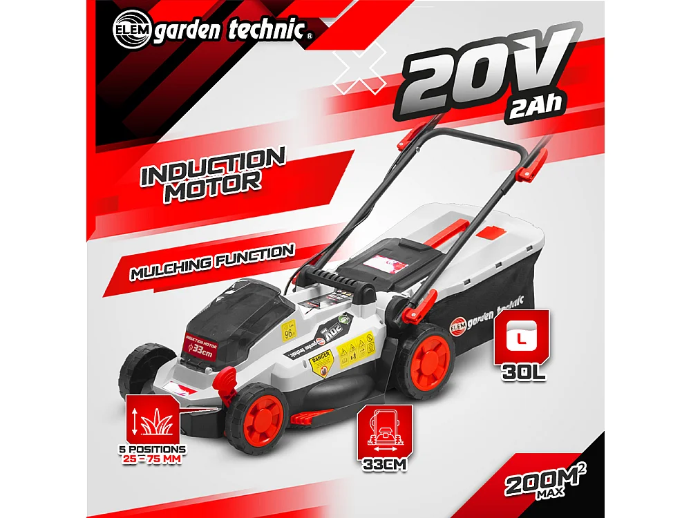 Tondeuse et coupe bordures rechargeables 20V max + 2 batteries - Elem Garden.