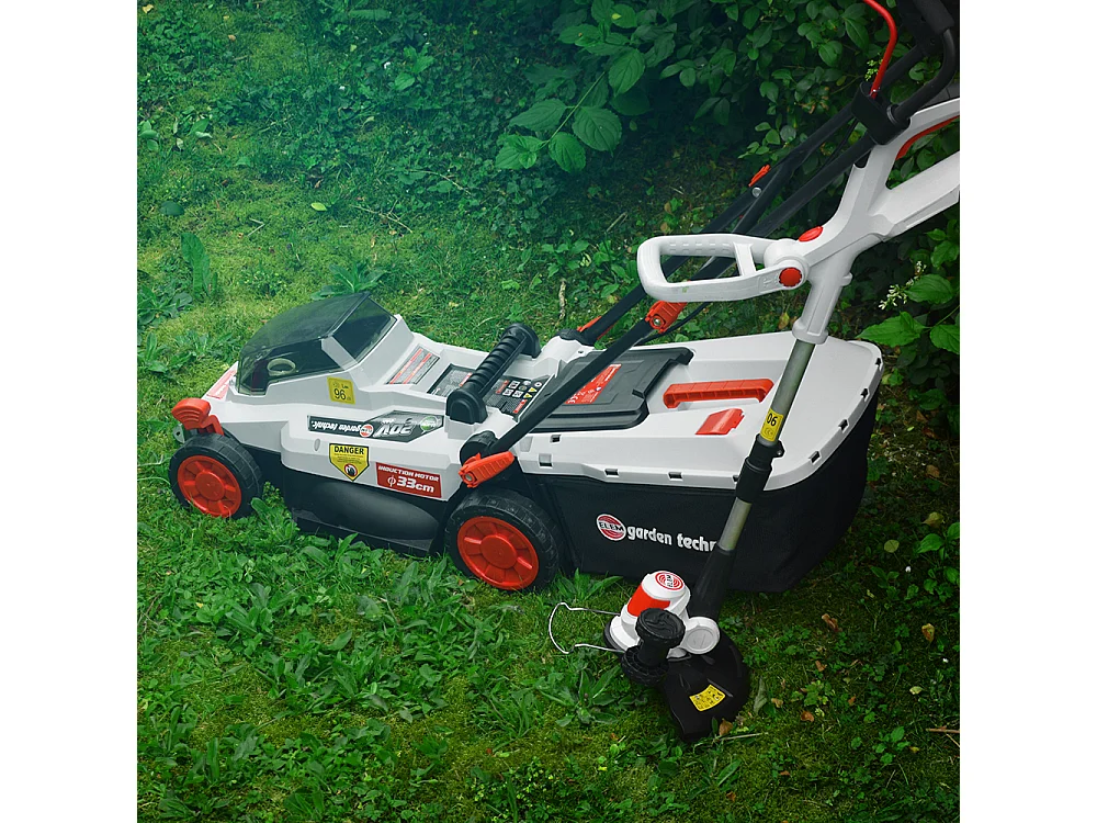 Tondeuse et coupe bordures rechargeables 20V max + 2 batteries - Elem Garden.