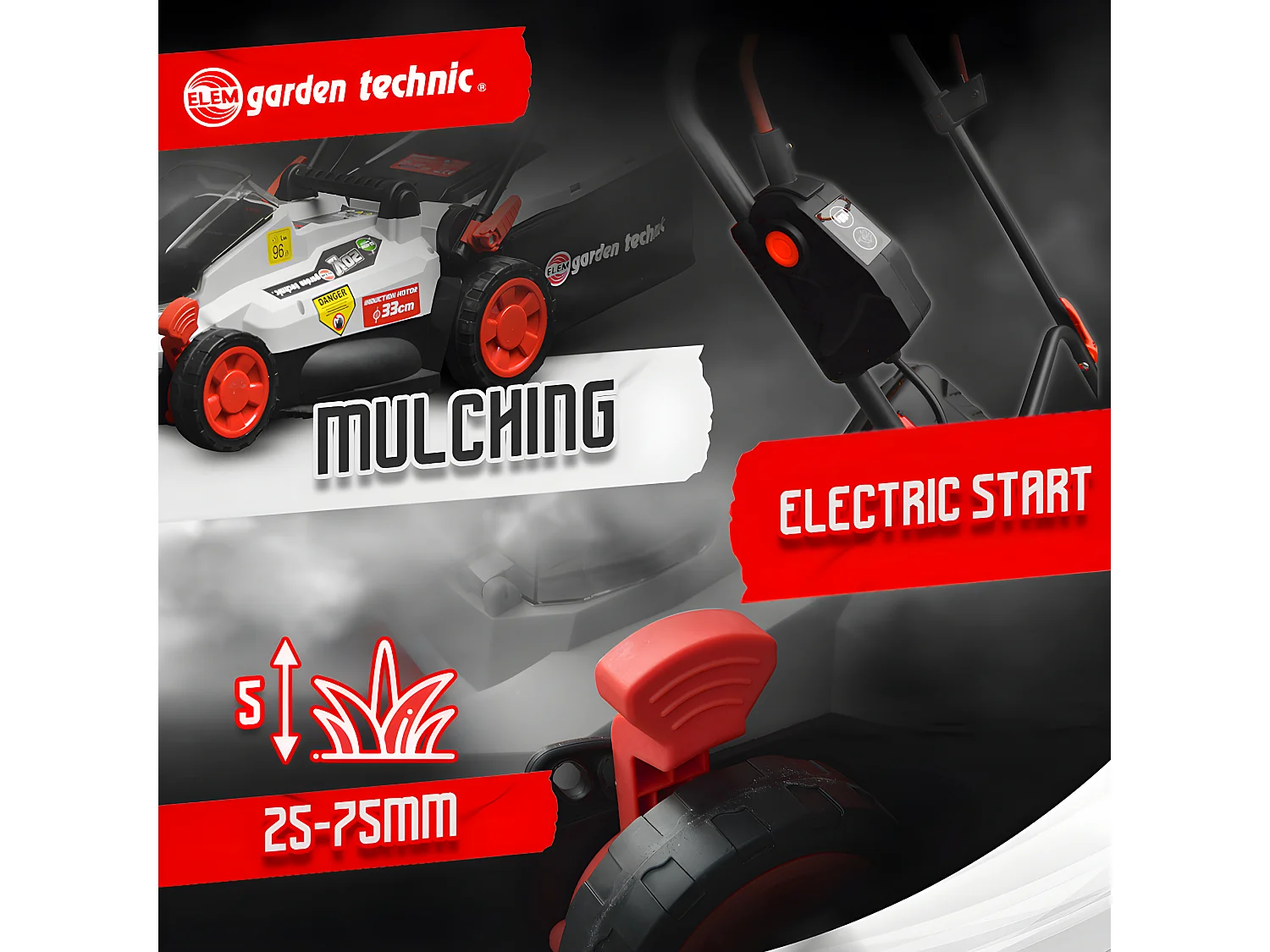 Tondeuse rechargeable 20V-4Ah -  33 cm  - Batterie et chargeur fournis