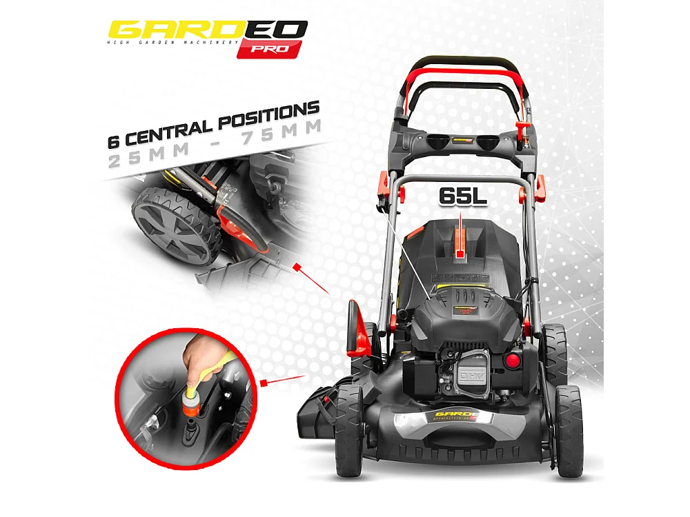 Tondeuse thermique autotractée 170.1cc - 50.8cm livrée avec 2 lames + mulching et éjection latérale - Gardeo Pro