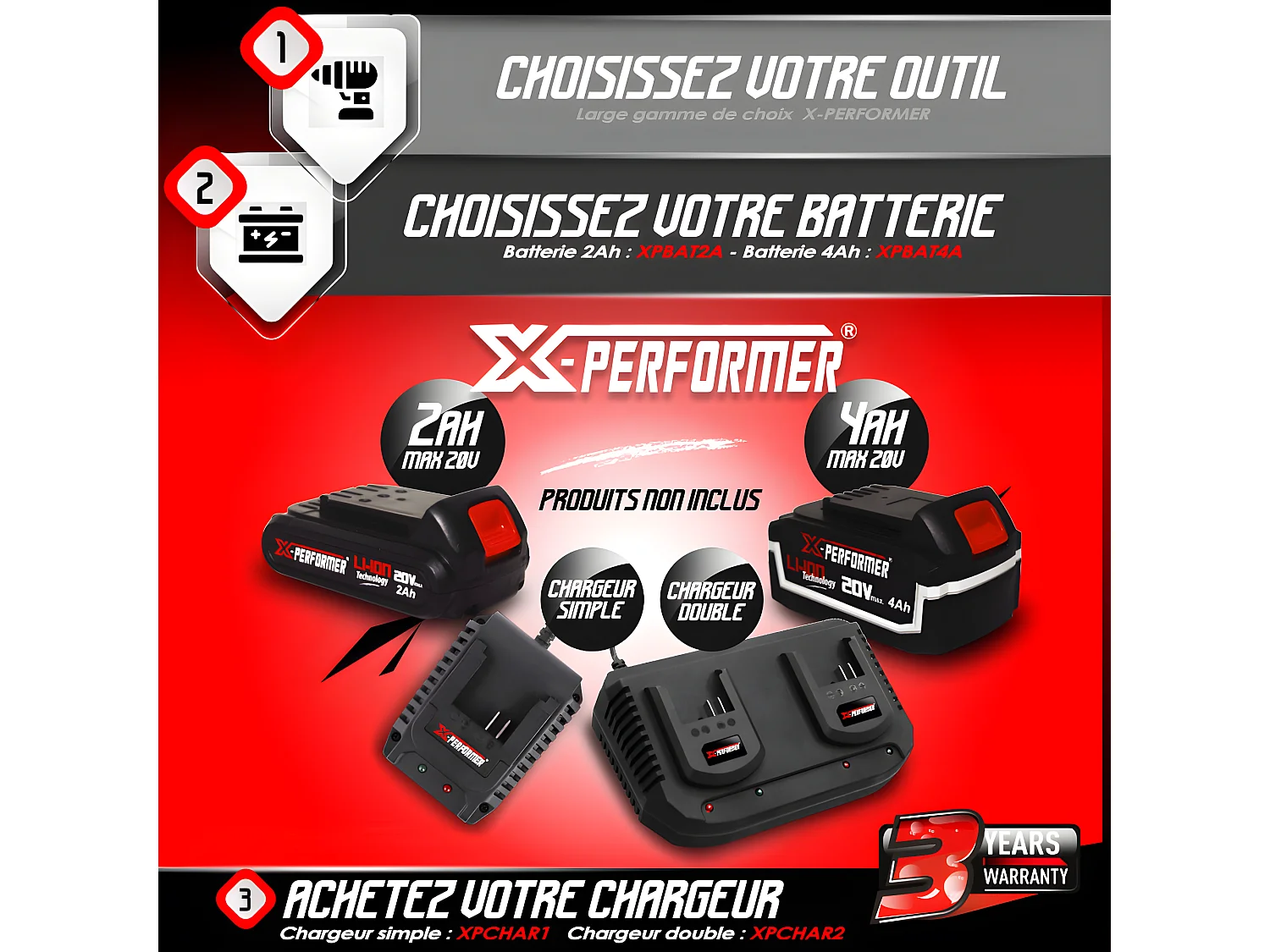 Tondeuse rechargeable 20V max 33 cm livrée sans batterie - X-Performer